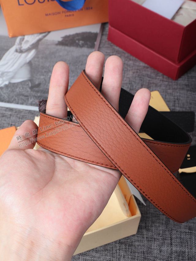 LV皮帶 經典LV腰帶系列 路易威登壓紋牛皮男士腰帶  xfp2117
